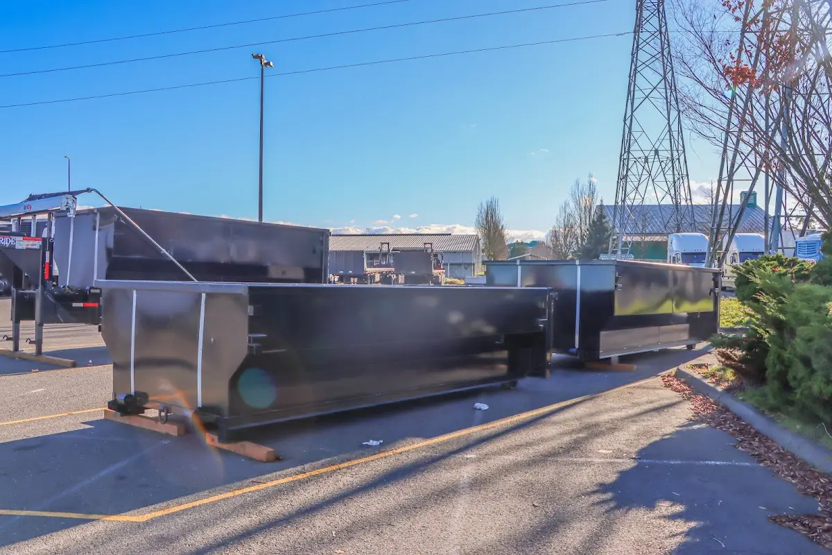 Roll-off dumpster ready for waste disposal at job site for 3 Yard Dumpster Rental in Oakdale